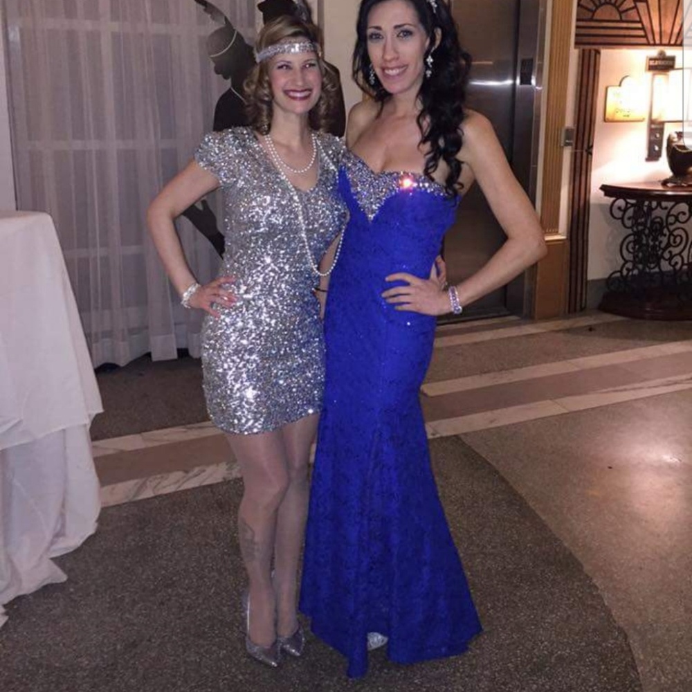 Blue lace gown